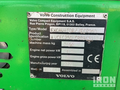 2021 Volvo ECR25 Mini Excavator