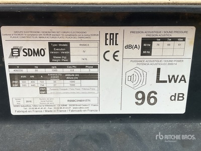 2016 Sdmo R550C3 Generator Set
