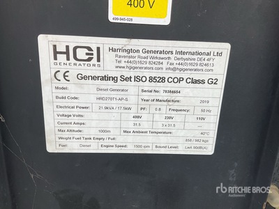 2019 Harrinton HRD27 Generator Set