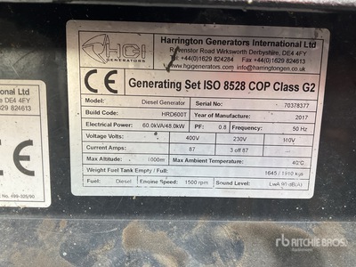 2017 Harrinton HRD600 Generator Set