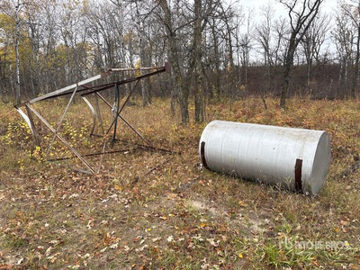 Stainless Steel Unknown 73 inch length. 37 inch diameter. Stand: 7 ft tall to bottom of tank saddle Fuel Tank