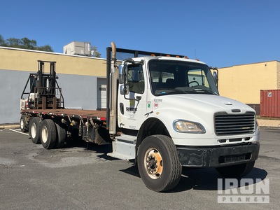 2012 Freightliner M2 106 6x4 Flatbed Truck w/ Western Prowler P55 Forklift