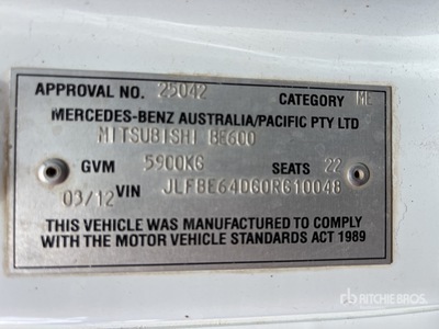 2012 Mitsubishi Fuso BE600 4x2 21-Seat Bus