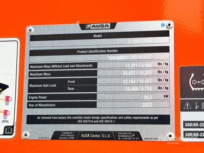 2023 Ausa D1001APG 10.1 t 4x4 Swivel Raddumper (Unused)