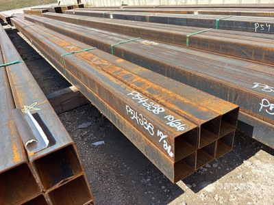 Quantity of (6) 3 in x 3 in x 23 ft Square Tubing (Unused)