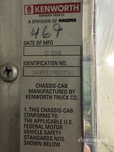 2008 Kenworth W900S Camion mélangeur (Inoperable)