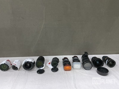 (8) Assorted Camera Lenses & (2) Camera Flashes