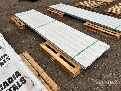 Quantity of (100) 12 ft White Steel Siding / Roofing (Unused)
