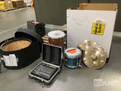 (3) Snare Drums, (4) Sabian Cymbals, (2) Bass Drums & Assorted Items