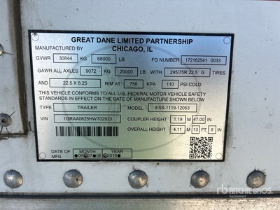2017 Great Dane 53 ft T/A Kühl-Anhänger