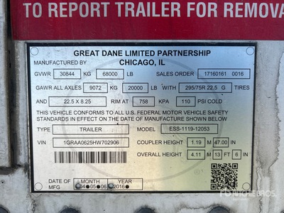 2017 Great Dane 53 ft T/A Kühl-Anhänger