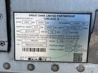 2017 Great Dane 53 ft T/A Kühl-Anhänger