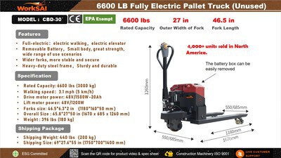 2026 WorkSai CBD-30 6600 lb Electric Vérins de châssis (Unused)