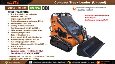 2026 WorkSai SU-480 Mini Compact Track Loader (Unused)