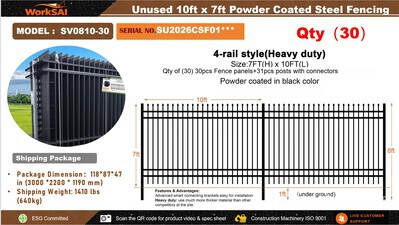 Quantity of (30) 2026 WorkSai SV0810-30 10 ft x 7 ft Powder Coated Clôture (Unused)