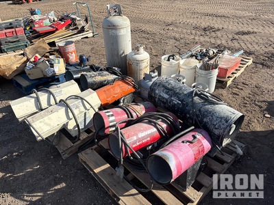 Propane heaters, 5 propane tanks