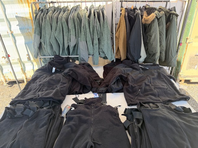 Lot of 59 Outerwear- Jackets (10) Polar Fleece Tops (31) and Bib Coveralls Nice lot of outerwear- many pieces new with tags. SHIP DIMS: 50 X 43 X 27 110LBS Men's Apparel Lot of 59 Outerwear- Jackets (10) Polar Fleece Tops (31) and Bib Coveralls Nice lot of outerwear- many pieces new with tags. SHIP DIMS: 50 X 43 X 27 110LBS Men's Apparel