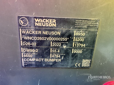 2022 Wacker Neuson DW90-2 9 ton 4x4 Dumper