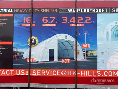 Semi-circular tent hall, 2 boxes: Dimensions: 24.38 m (L) × 12.19 m (W) × 6.10 m (H) Namioty i elementy namiotów (Unused)