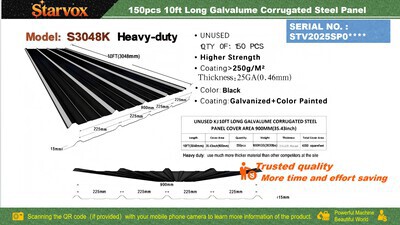 Quantity of (150) 2026 STARVOX S3048K 35 in x 10 ft Galvalume Corrugated Steel Panels その他 - 店舗 & 倉庫 (Unused)