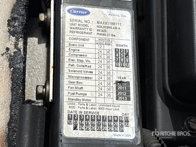General Appearance with Refrigeration Unit Serial Number