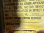 General Appearance with Serial Number / VIN