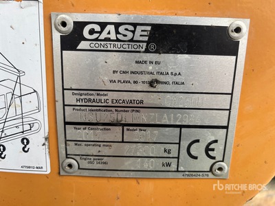 2017 Case CX250D Excavadora de Cadenas