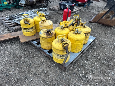 Quantity of (9) Justrite Flammable Liquid Safety Cans ورش و مخازن متنوعة