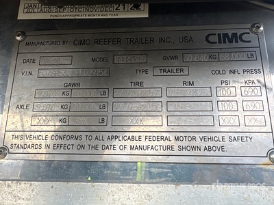 2023 CIMC 53 ft T/A Refrigerated Trailer