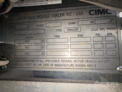 2023 CIMC 53 ft x 102 in T/A Refrigerated Trailer