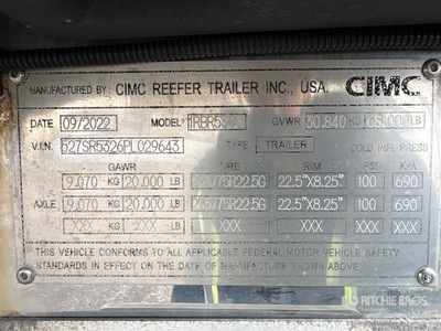 2023 CIMC 53 ft T/A Refrigerated Trailer