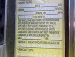 General Appearance with Motor Vehicle Safety Standards Label