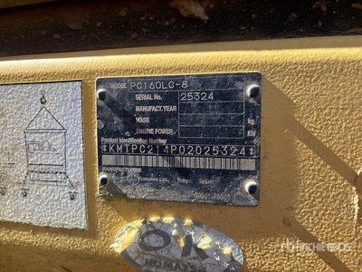 2012 Komatsu PC160LC-8 Tracked Excavator