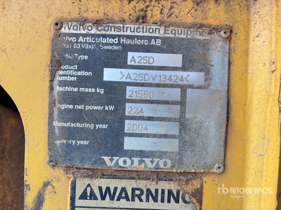 2004 Volvo A25D Articulated Dump Truck