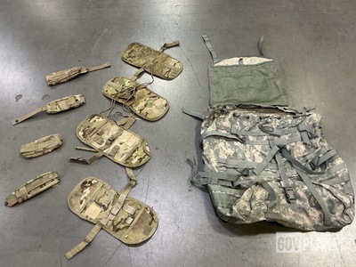 (108) Bags, (79) Field Pack Inserts, (3) Pairs of Trousers & Assorted Items