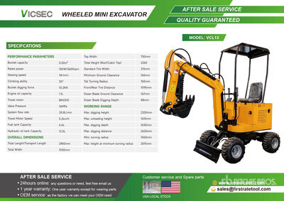 2026 VICSEC VC-L13 Wheeled Mini Excavadora (Unused)