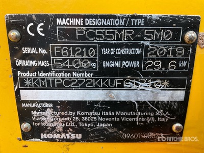 2019 Komatsu PC55MR-5MO Mini Excavator