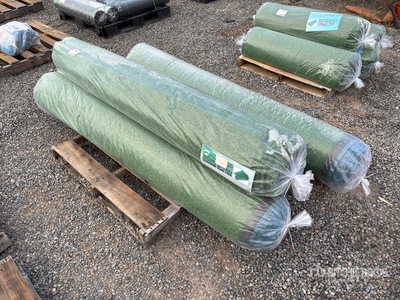 Quantity of (4) 6.6 ft x 49.2 ft Artificial Grass Turf Drainage Holes with Rubber Backing 0.8 in Pile Height (Unused)