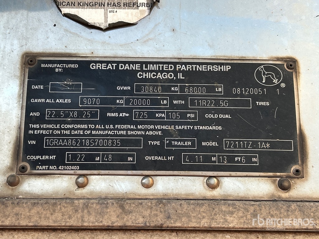 General Appearance with Numéro de série/Numéro d'identification du véhicule automobile