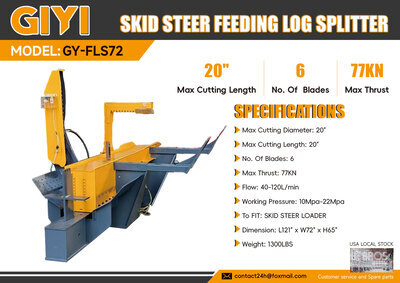 2026 GIYI GY-FLS72 20 in Skid Steer Feeding Log Splitter (Unused)
