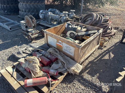 Quantity of (3) Pallets of pallet of hoses, table, saws, fire extinguishers