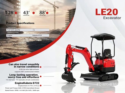 2026 LE20(HLO20)-RED Kubota Diesel Mini Excavator (Unused)