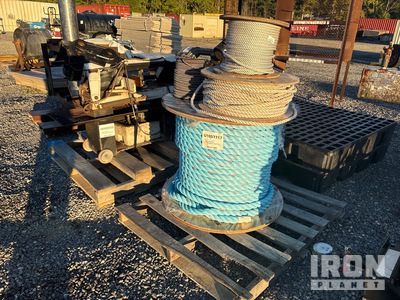 Quantity of (4) Commercial Utility Rope Spools - Blue Poly & White Nylon Line