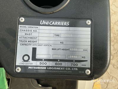 2025 UniCarriers YG1F2A30U 3 ton Forklift (Unused)