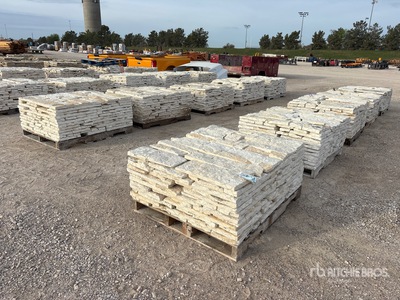 Quantity of (10 Pallets) - Austin Texas White Nicotine Limestone 4 - 8 In. Sawn Chopped Veneer Stone (Unused)
