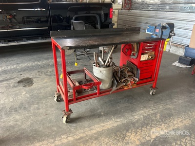 Rolling Shop Workbench w/ Bench Vise & Tools
