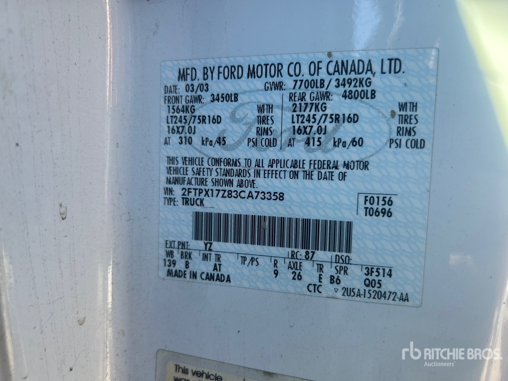 General Appearance with Serial Number / VIN