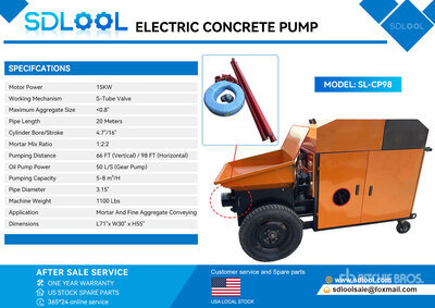 2027 SDLOOL SL-CP98 Electric Concrete Pump (Unused)
