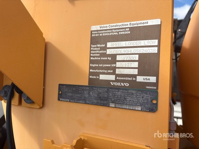 2017 Volvo L90H Chargeuse sur pneus