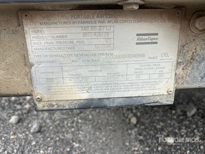 2014 Atlas Copco XAS 185 JD7 185 cfm Mobile Luchtcompressor
